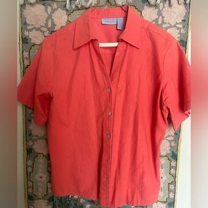 Women’s blouse, coral, linen-cotton, small